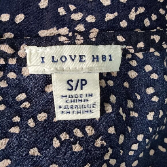 Blue Polka Dot Halter Chemise Dress Ruffled Hem I Love H81 Button Front Small - Picture 4 of 8